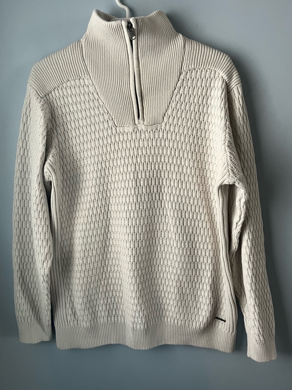 Projek Raw Off-White 100% Cotton Men’s 1/4-Zip Knit Sweater Size L